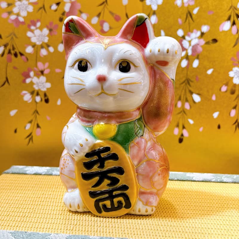 【櫻粉喜韻】日本清水燒招財貓 | 桃塗八重櫻