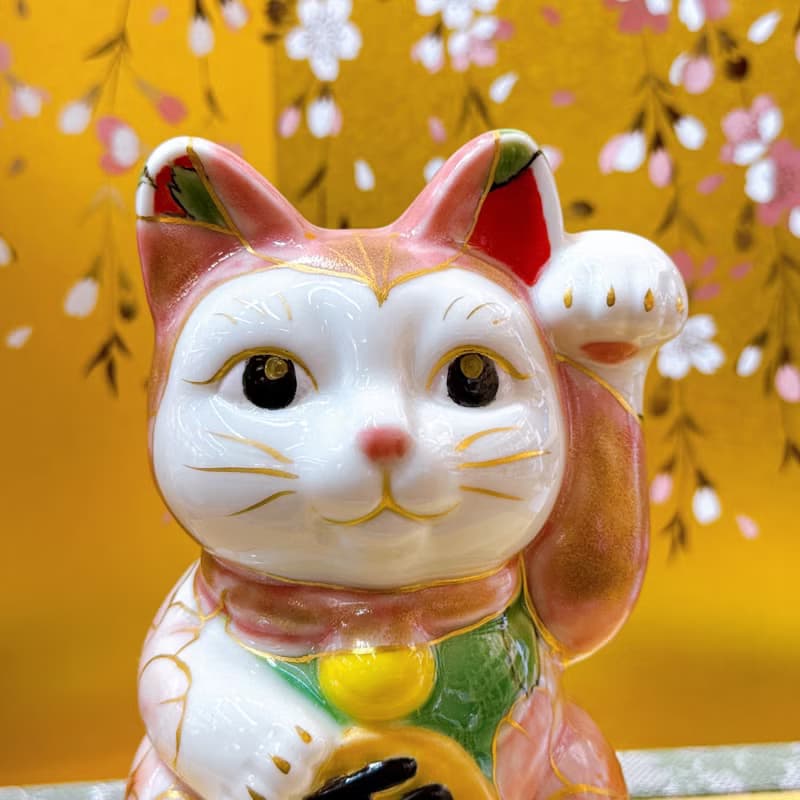 【櫻粉喜韻】日本清水燒招財貓 | 桃塗八重櫻