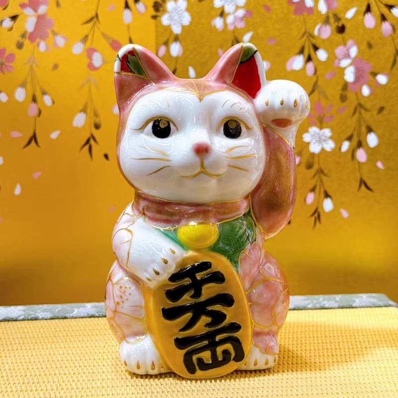 【櫻粉喜韻】日本清水燒招財貓 | 桃塗八重櫻