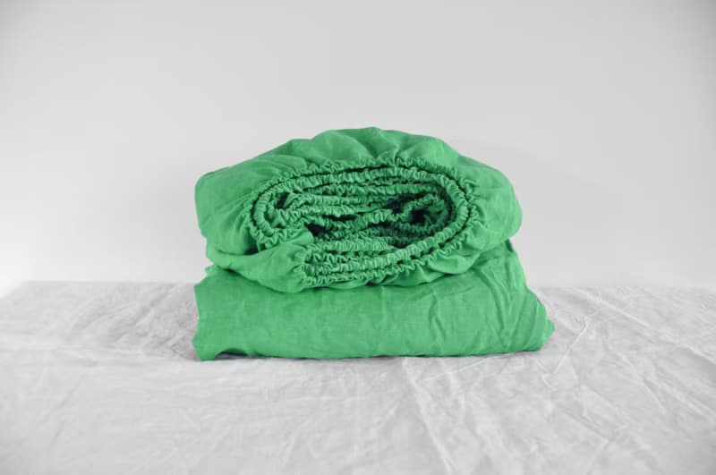 Mint linen fitted sheet / Softened linen bed sheet / Deep pocket