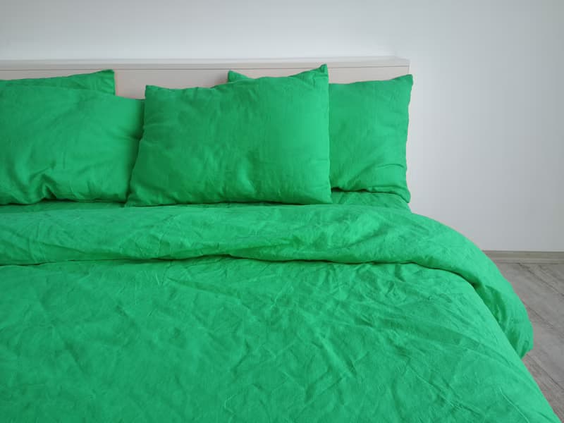 Mint linen fitted sheet / Softened linen bed sheet / Deep pocket