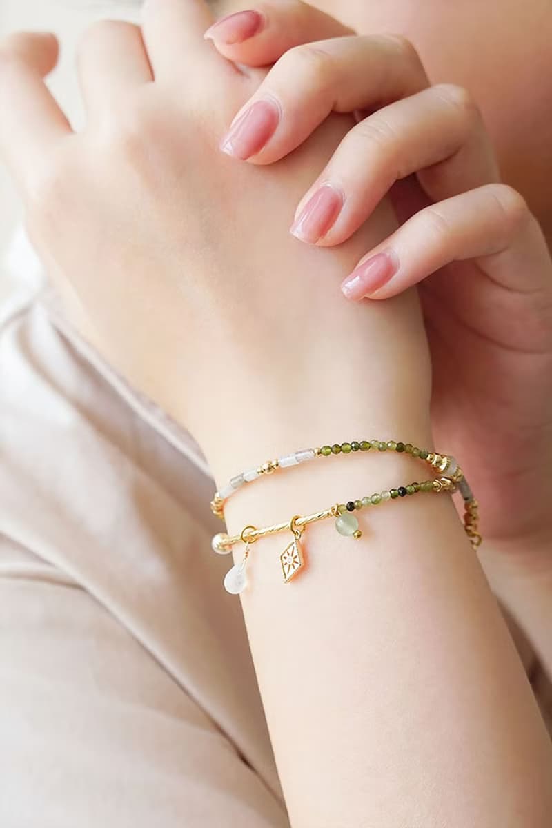 人緣 x 綠碧璽 石榴石 月光石 拉長石 母親節【克林姆的吻】手鍊