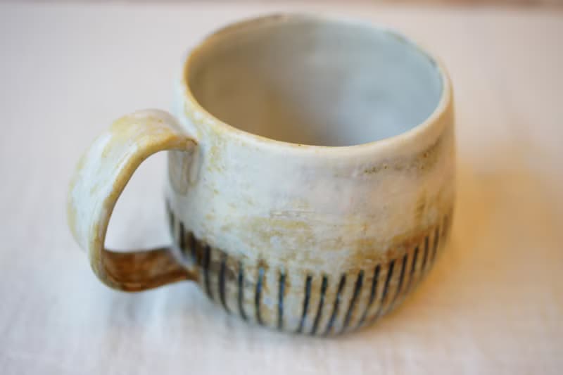 手捏粉引侘白杯盤組 午茶杯盤組 咖啡杯盤 陶藝