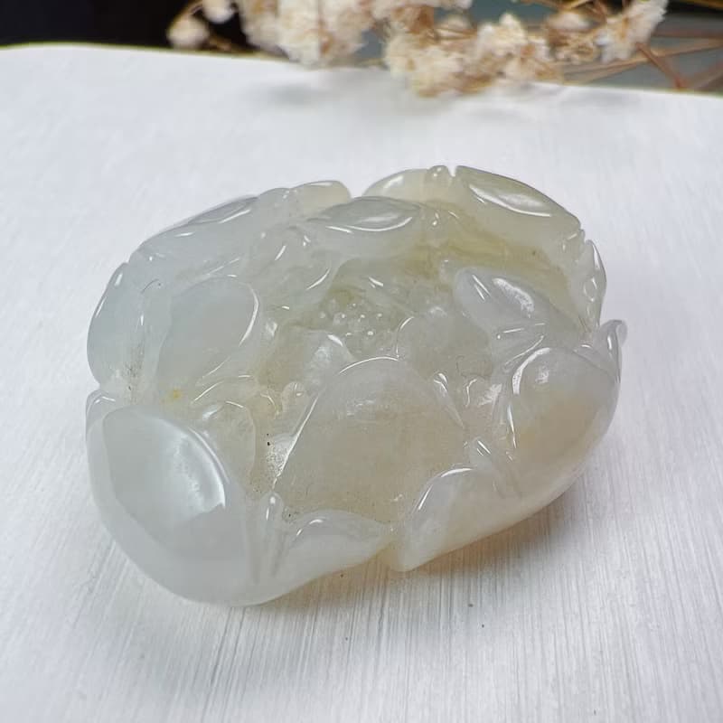 冰飄黃翡翠牡丹花 | 天然緬甸A貨翡翠 | 送禮