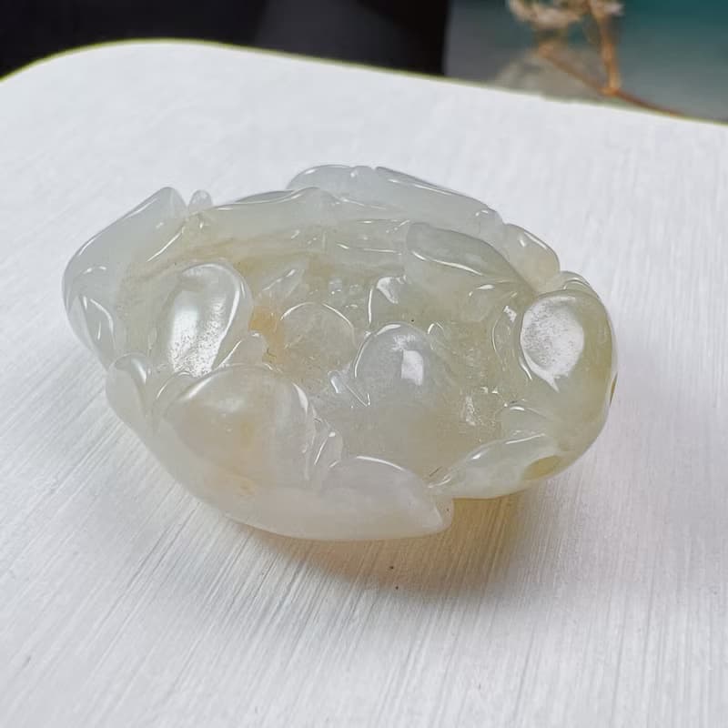 冰飄黃翡翠牡丹花 | 天然緬甸A貨翡翠 | 送禮