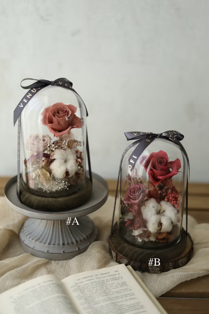 低調的優雅 玻璃鐘罩 /情人節不凋花 永生花 乾燥花 生日