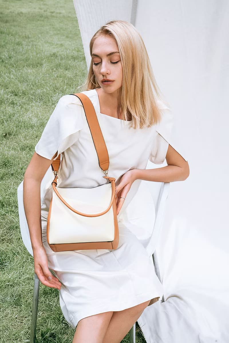 Mini Two-Tone Tote 素皮革 手提包 側背包 斜背包 米白色x淺棕色