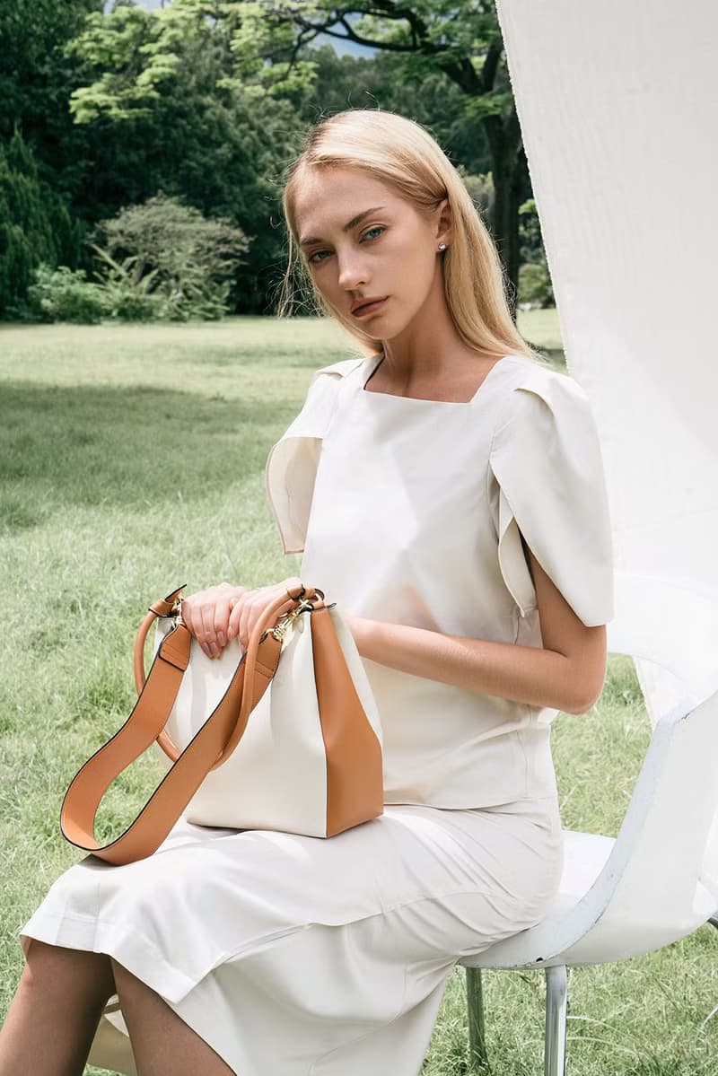 Mini Two-Tone Tote 素皮革 手提包 側背包 斜背包 米白色x淺棕色