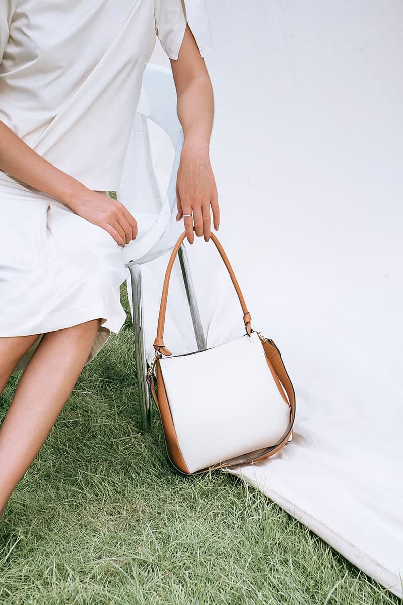 Mini Two-Tone Tote 素皮革 手提包 側背包 斜背包 米白色x淺棕色