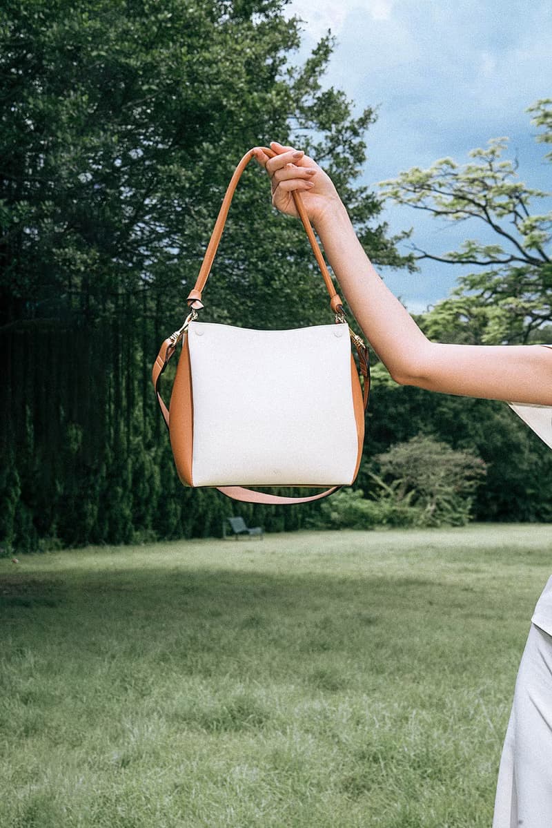 Mini Two-Tone Tote 素皮革 手提包 側背包 斜背包 米白色x淺棕色