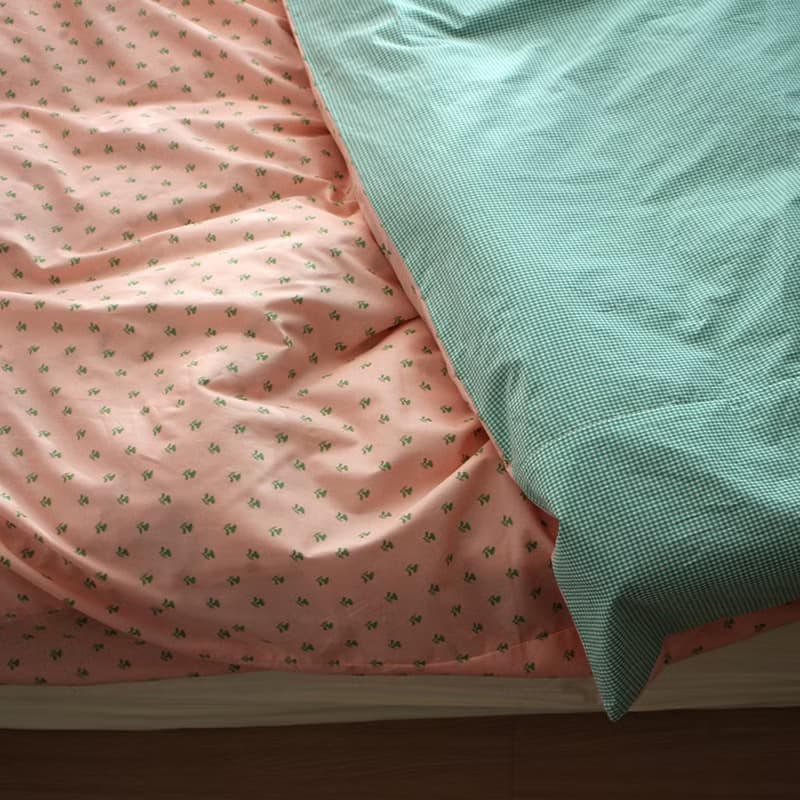 Made in korea Pink green Cotton bedding set, S D Q K size duvet cover set  被套組