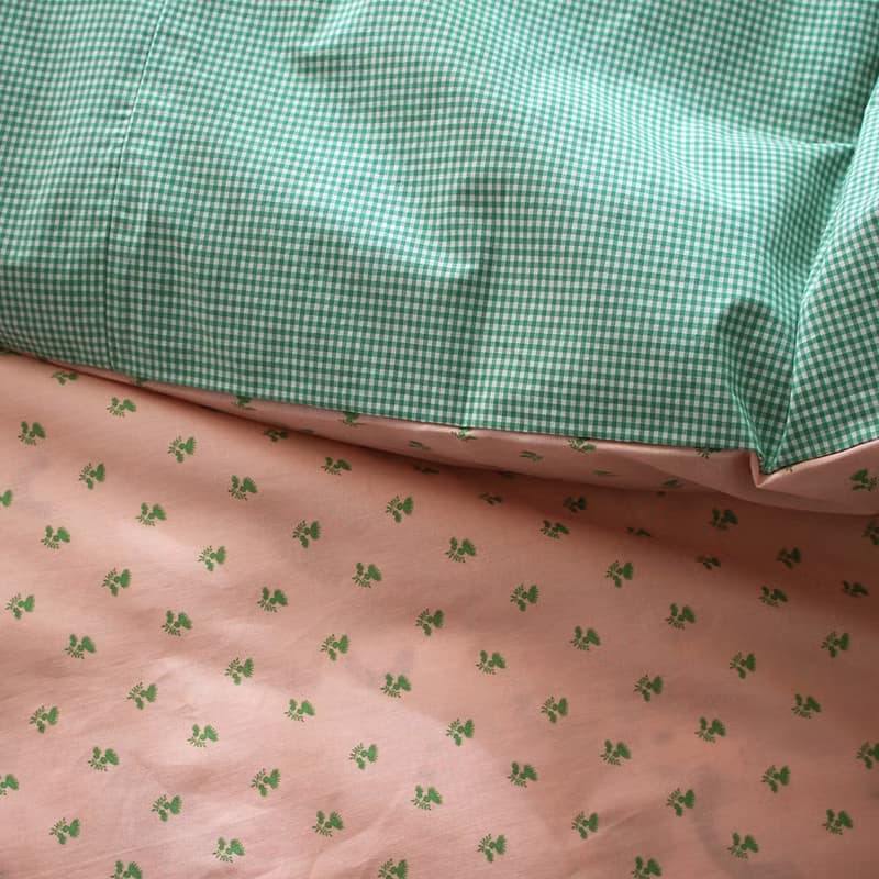 Made in korea Pink green Cotton bedding set, S D Q K size duvet cover set  被套組