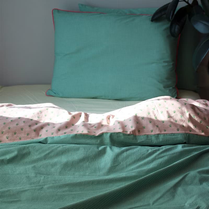Made in korea Pink green Cotton bedding set, S D Q K size duvet cover set  被套組