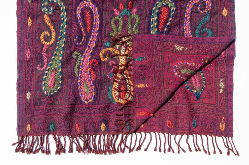 喀什米爾Cashmere/水煮羊毛披肩/針織圍巾/刺繡圍巾/羊絨披巾-花