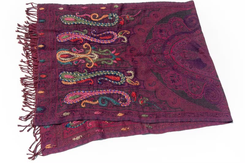喀什米爾Cashmere/水煮羊毛披肩/針織圍巾/刺繡圍巾/羊絨披巾-花