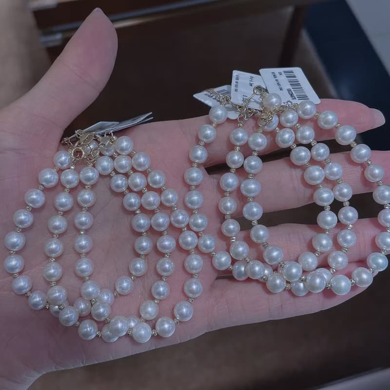 流光星夜曲小米珠手作淡水珍珠手環真珠手鍊18K金手鍊珍珠項鍊