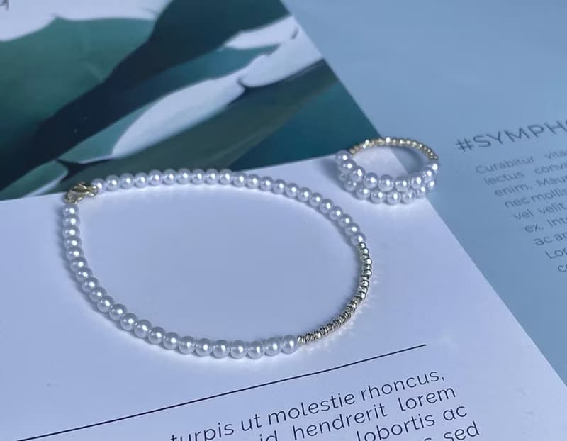 流光星夜曲小米珠手作淡水珍珠手環真珠手鍊18K金手鍊珍珠項鍊