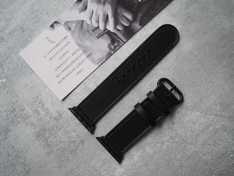 黑色蘋果Applewatch錶帶Ultra錶帶 手工牛皮刻字禮物 訂製顏色