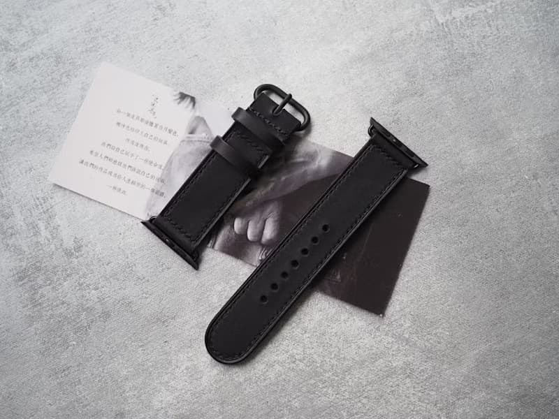 黑色蘋果Applewatch錶帶Ultra錶帶 手工牛皮刻字禮物 訂製顏色