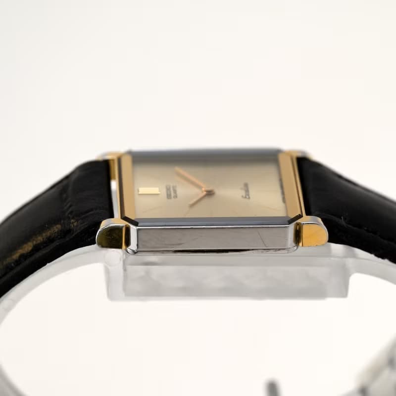 SEIKO EXCELINE 女性用腕時計 QUARTZ 19mm Gold Tank Shape Case Ref.1220-5090 手錶 古董錶