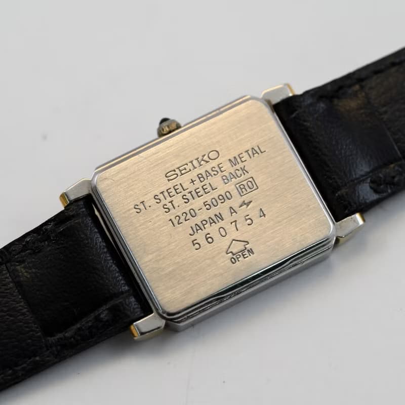 SEIKO EXCELINE 女性用腕時計 QUARTZ 19mm Gold Tank Shape Case Ref.1220-5090 手錶 古董錶
