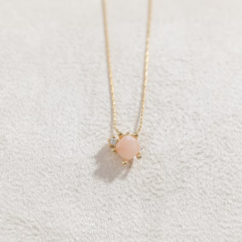 【天蠍座生日石】粉晶 Rose Quartz 天然石項鍊 韓國製造