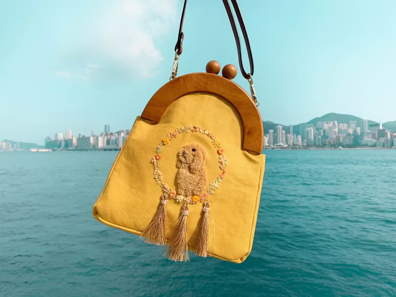 刺繡兔兔捕夢網口金包 | 兔兔, 黃色