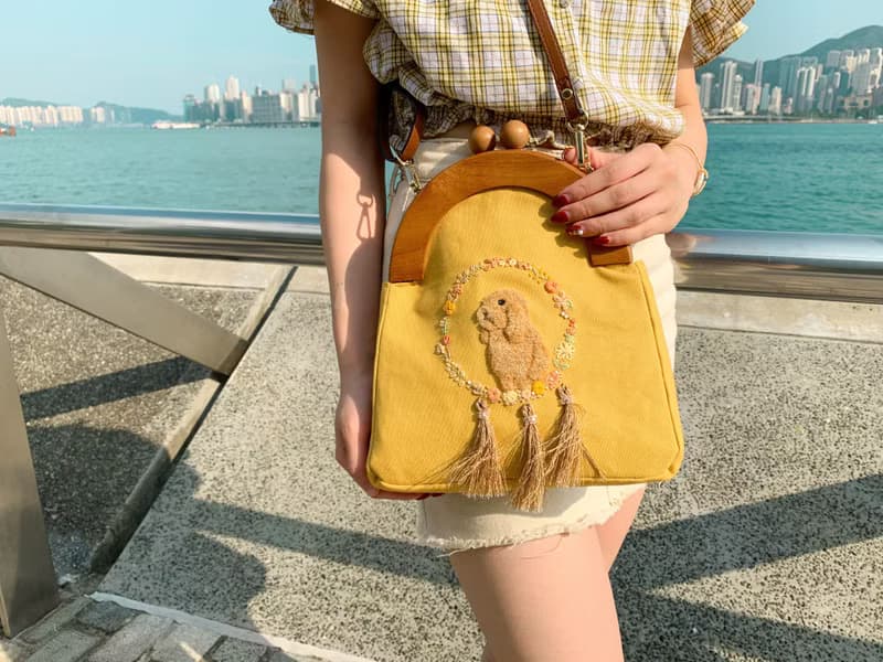 刺繡兔兔捕夢網口金包 | 兔兔, 黃色