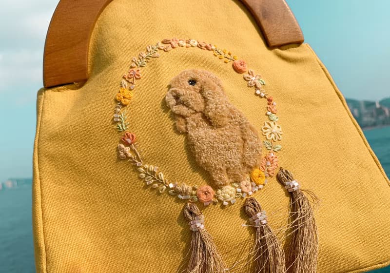 刺繡兔兔捕夢網口金包 | 兔兔, 黃色