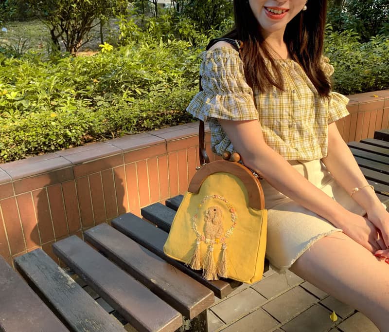 刺繡兔兔捕夢網口金包 | 兔兔, 黃色