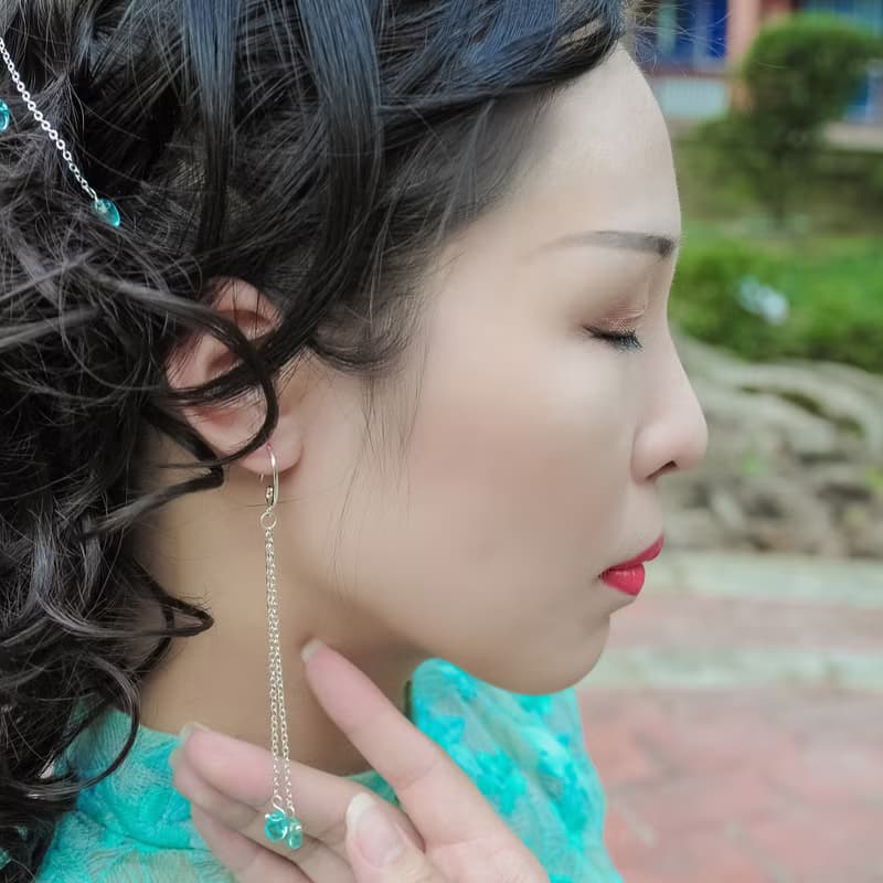 滴露耳環(綠+金粉款)