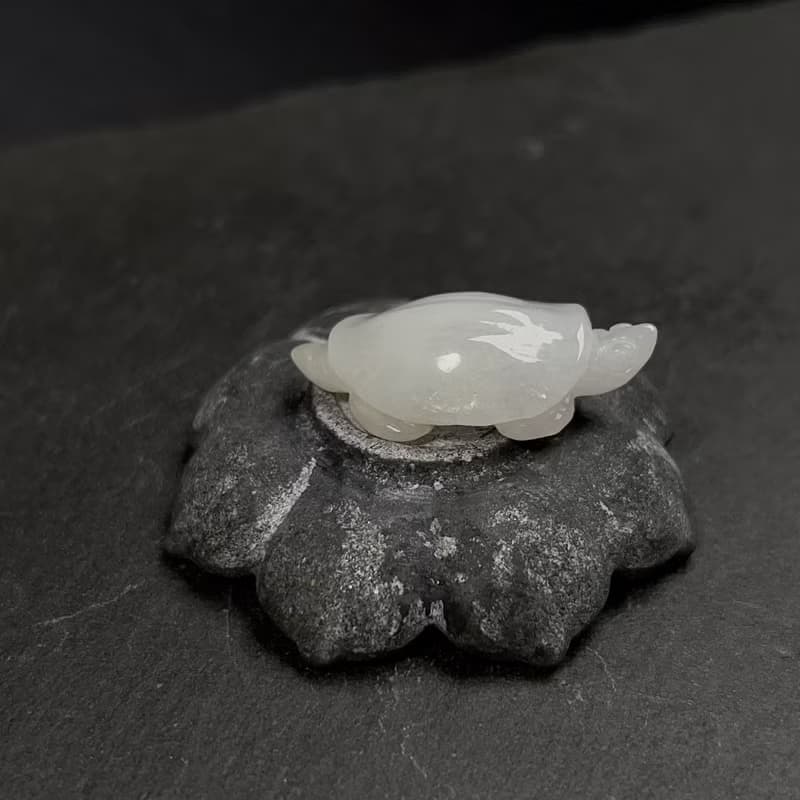 白翡翡翠甲魚擺件 | 天然緬甸玉A貨翡翠 | 送禮