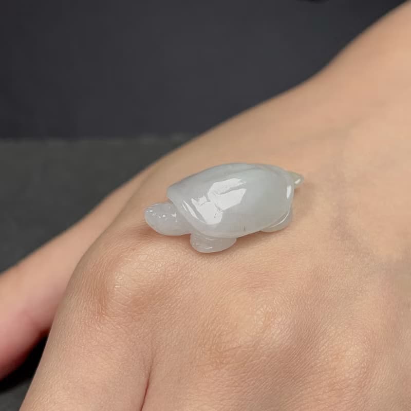 白翡翡翠甲魚擺件 | 天然緬甸玉A貨翡翠 | 送禮