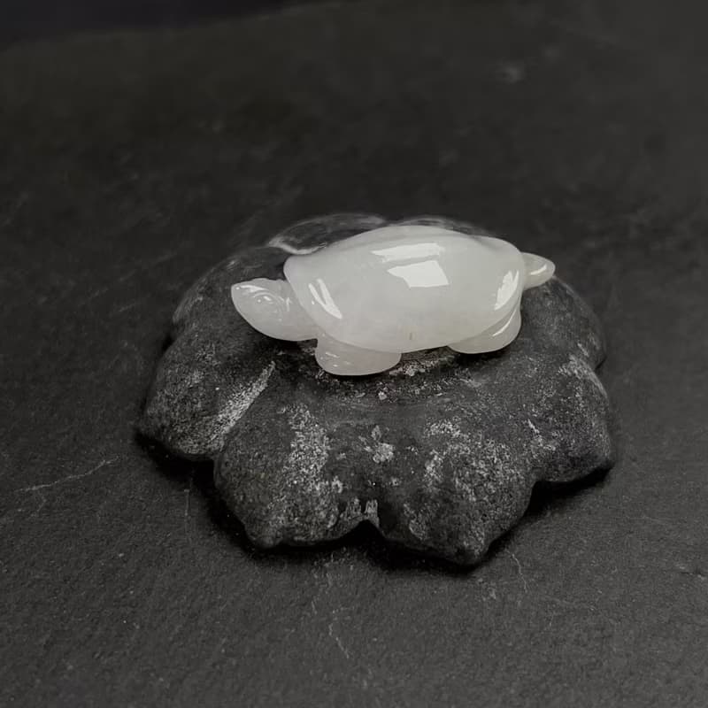 白翡翡翠甲魚擺件 | 天然緬甸玉A貨翡翠 | 送禮
