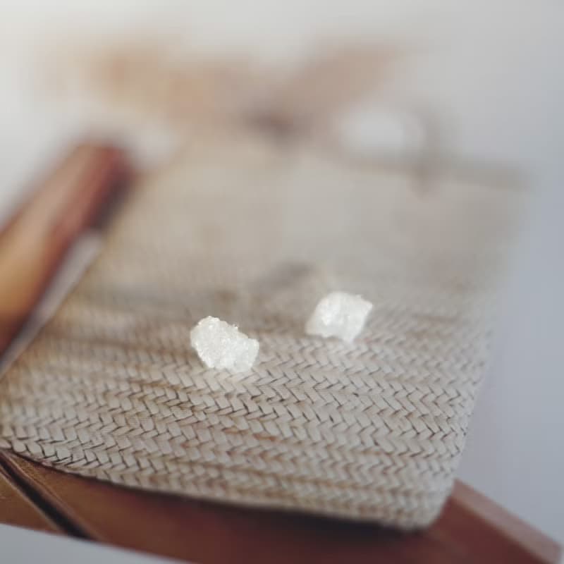 小雪山  白水晶原石晶簇耳環耳釘