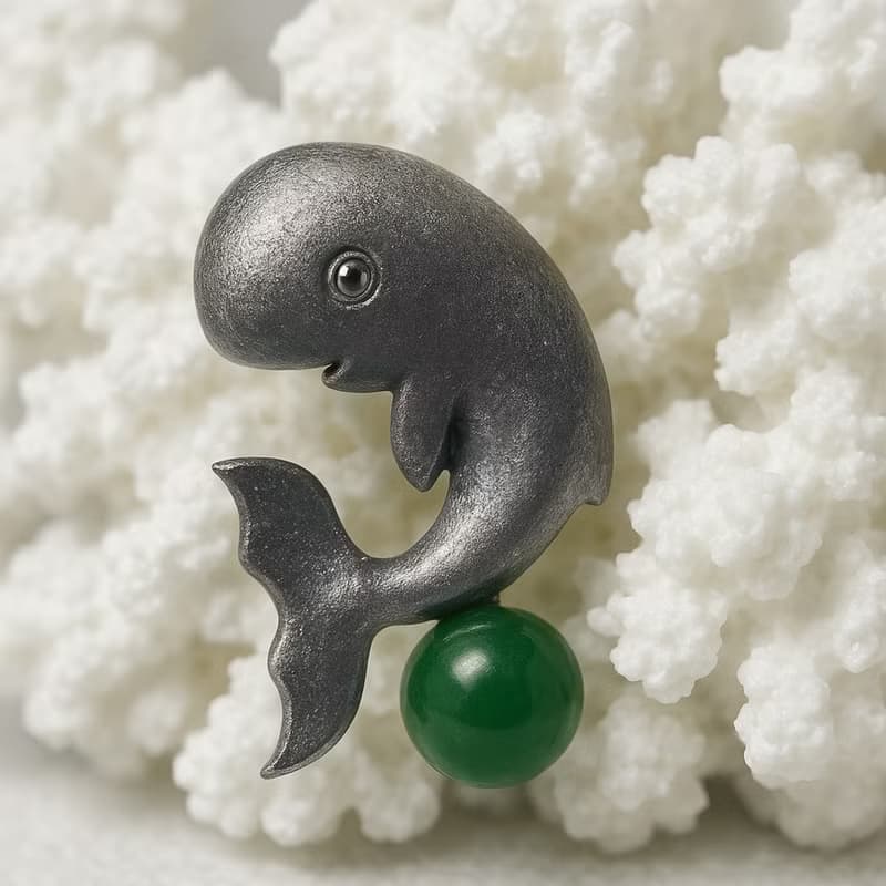 鯨喜 玉 墜子 天然碧玉 6mm 925 純銀項鍊 生日 母親節 禮物