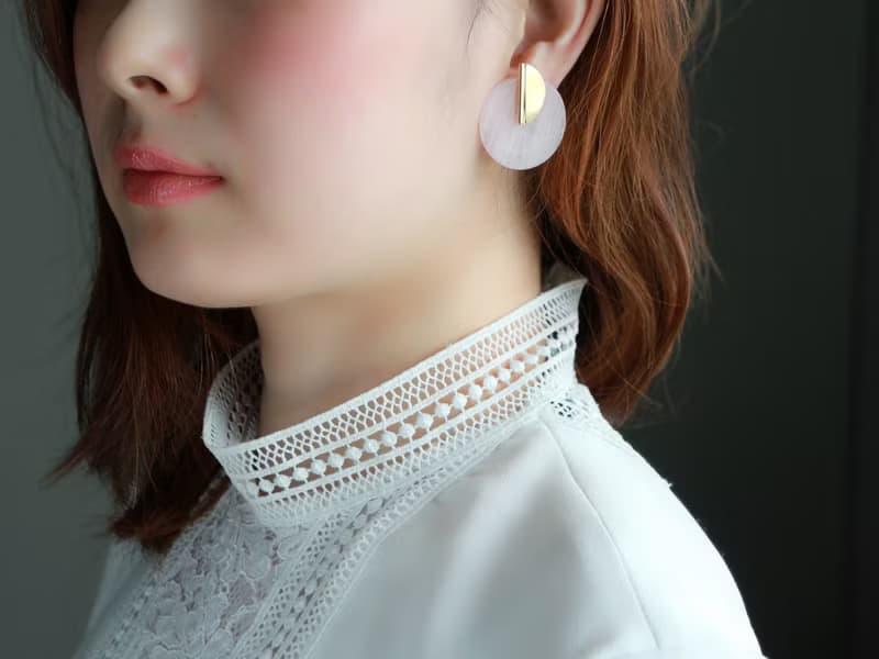 Geometric Rose quartz or Labradorite pierced earrings/can change to clip-on
