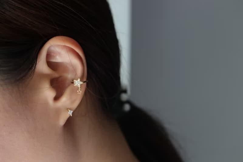14K Flower CZ Earring 花鑽耳扣耳環 (內徑5mm) (單個)