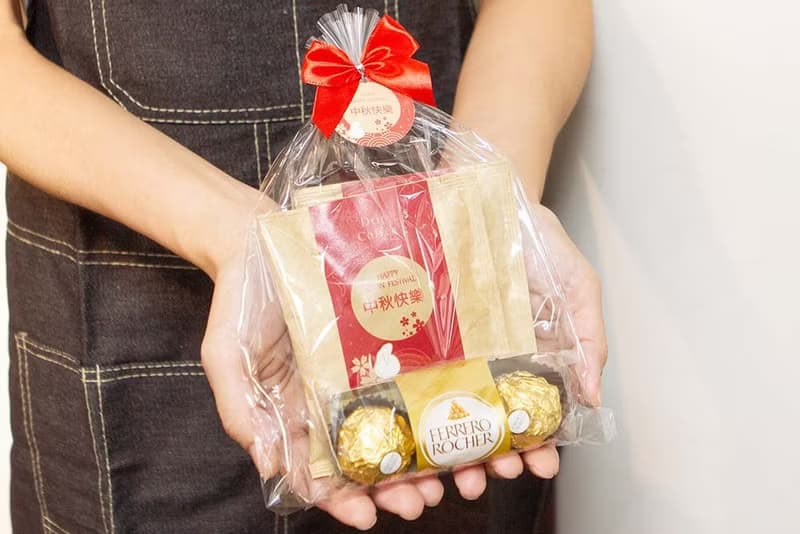 中秋節禮物贈品禮物包 金莎巧克力3顆入+濾掛咖啡2包