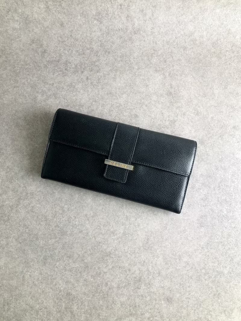 【 日本直送　名牌中古包 】CELINE セリーヌ 財布 ブラック ロゴ レザー 長財布 vintage ヴィンテージ オールド sfeijm