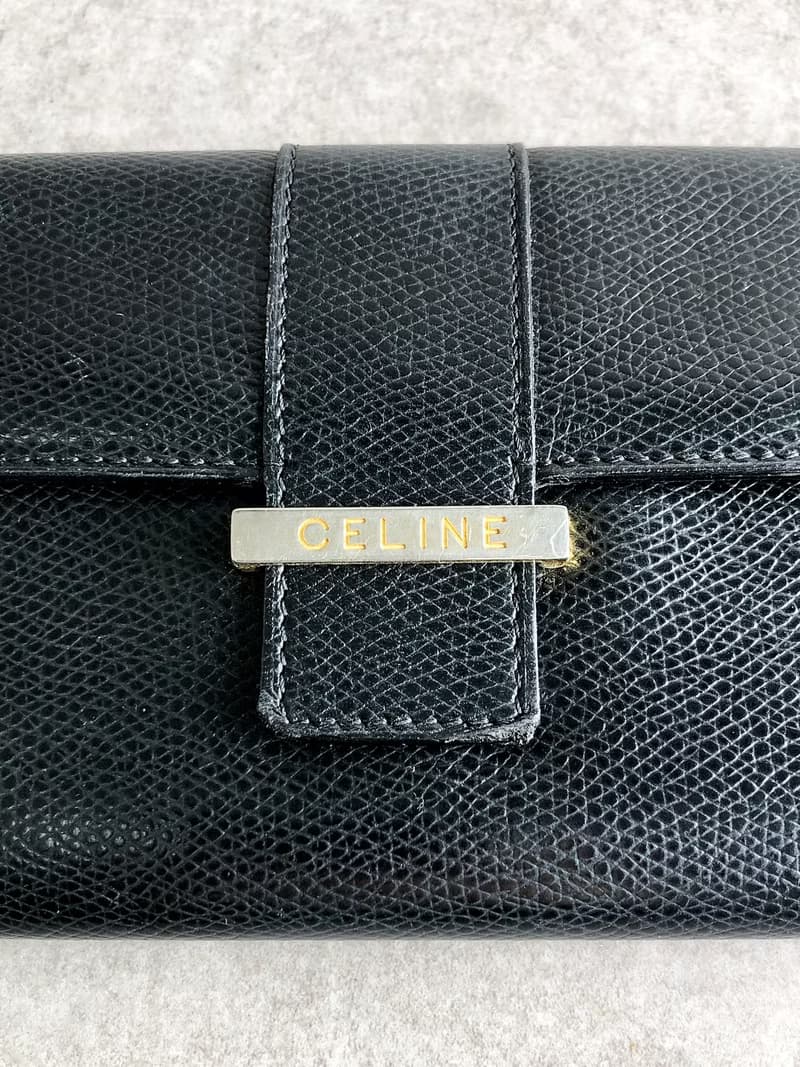 【 日本直送　名牌中古包 】CELINE セリーヌ 財布 ブラック ロゴ レザー 長財布 vintage ヴィンテージ オールド sfeijm