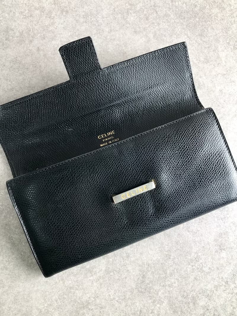 【 日本直送　名牌中古包 】CELINE セリーヌ 財布 ブラック ロゴ レザー 長財布 vintage ヴィンテージ オールド sfeijm