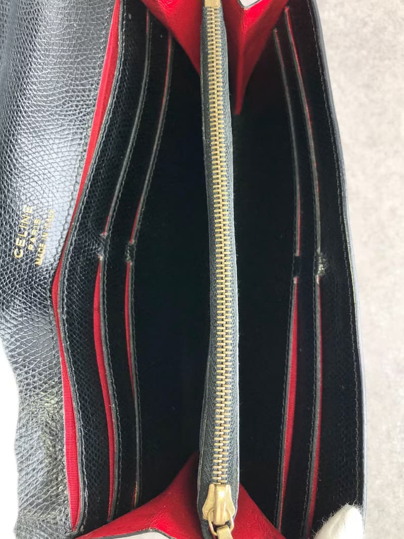 【 日本直送　名牌中古包 】CELINE セリーヌ 財布 ブラック ロゴ レザー 長財布 vintage ヴィンテージ オールド sfeijm