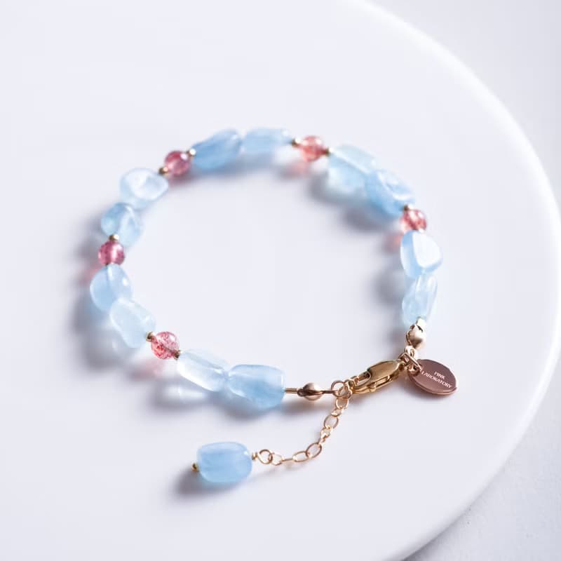 海藍寶草莓晶手鍊