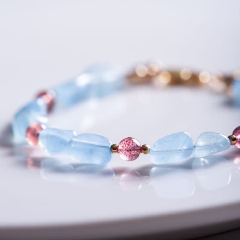 海藍寶草莓晶手鍊