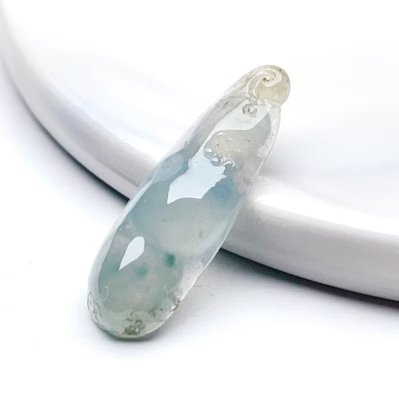 【連中三元】冰種飄花翡翠福豆項鍊 | 天然緬甸玉翡翠A貨 | 送禮