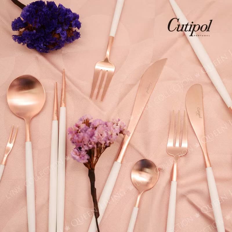 葡萄牙Cutipol GOA系列白玫瑰金22.3cm美食家湯匙