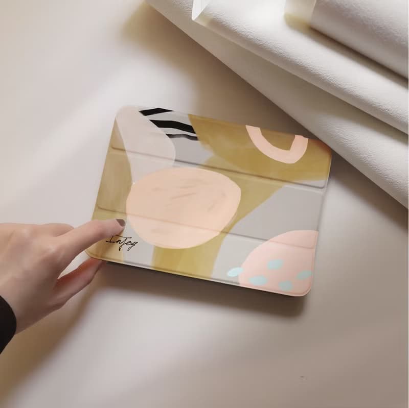 【平板保護套】奶茶色的慵懶 iPad case 皮革平板保護殼