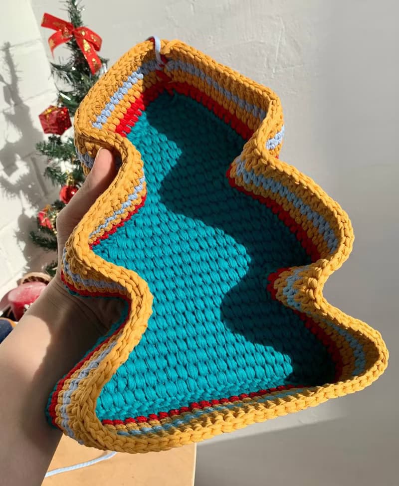【數位】編織說明書電子檔 Christmas tree shaped basket Crochet storage box Pattern Tutorial PDF
