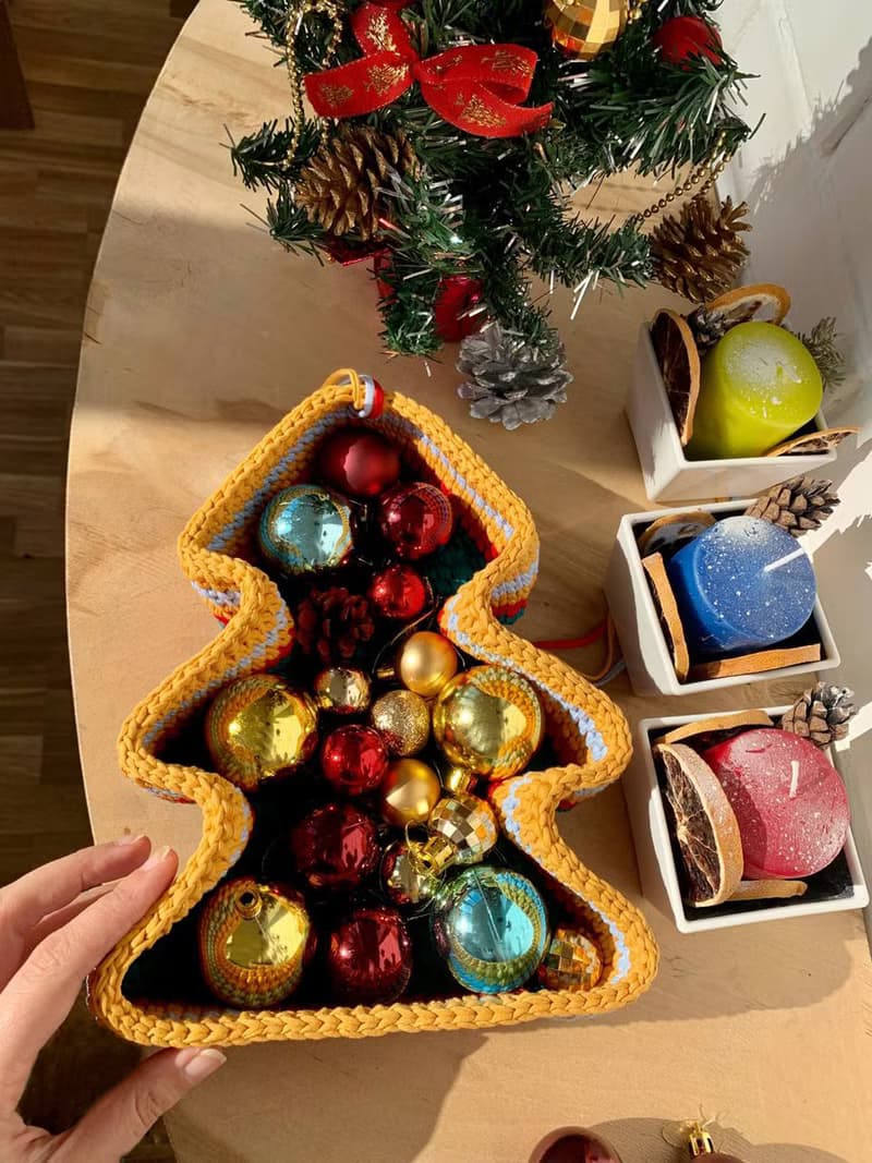 【數位】編織說明書電子檔 Christmas tree shaped basket Crochet storage box Pattern Tutorial PDF